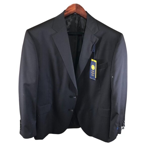 NWT Stafford Mens Executive Wool Suit Jacket 48S Classic Fit Double Button Black - Picture 1 of 16